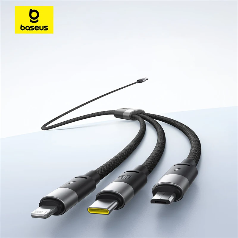 

Кабель Baseus 3 в 1 100 Вт с USB C на Type C PD для быстрой зарядки и передачи данных, шнур для быстрой зарядки для Macbook, iPhone, Samsung, Xiaomi, телефонный провод