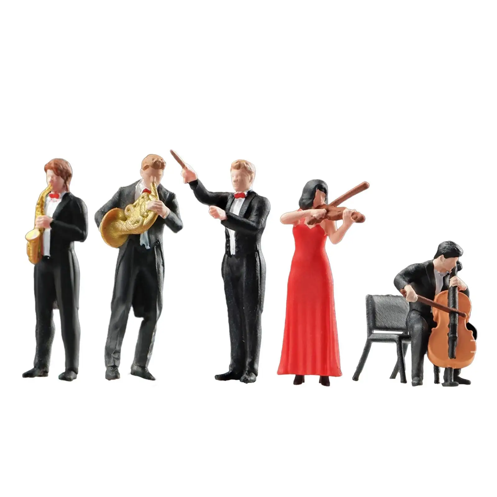 1/64 Band Figurine Collectible Tiny People for Sand Table Fairy Garden Miniature Scene Desktop Decoration Train Station Layout