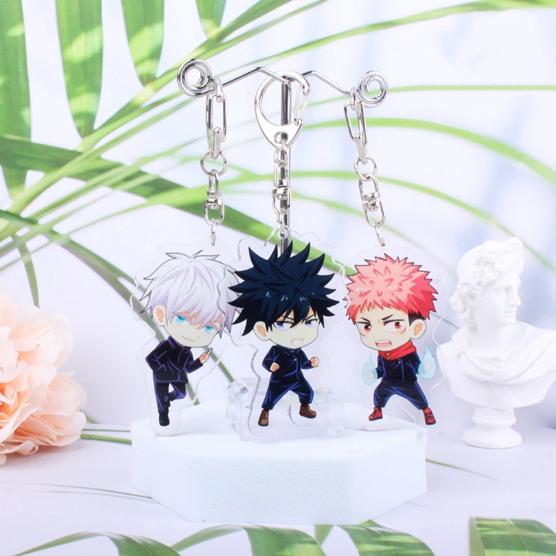 Anime Keyrings Satoru Gojo Zenin Maki Inumaki Toge Kugisaki Nobara Geto Suguru Fushiguro Toji Acrylic Keychains Pendants Figure