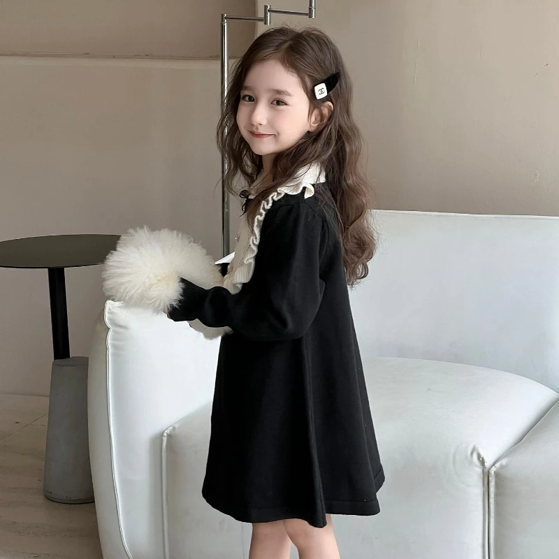 Girls\' Knitted Dress 2024 Autumn/Winter Knitted Skirt Children\'s Bottom Skirt Kids Clothes Ropa De Niña Vestidos Para Niñas