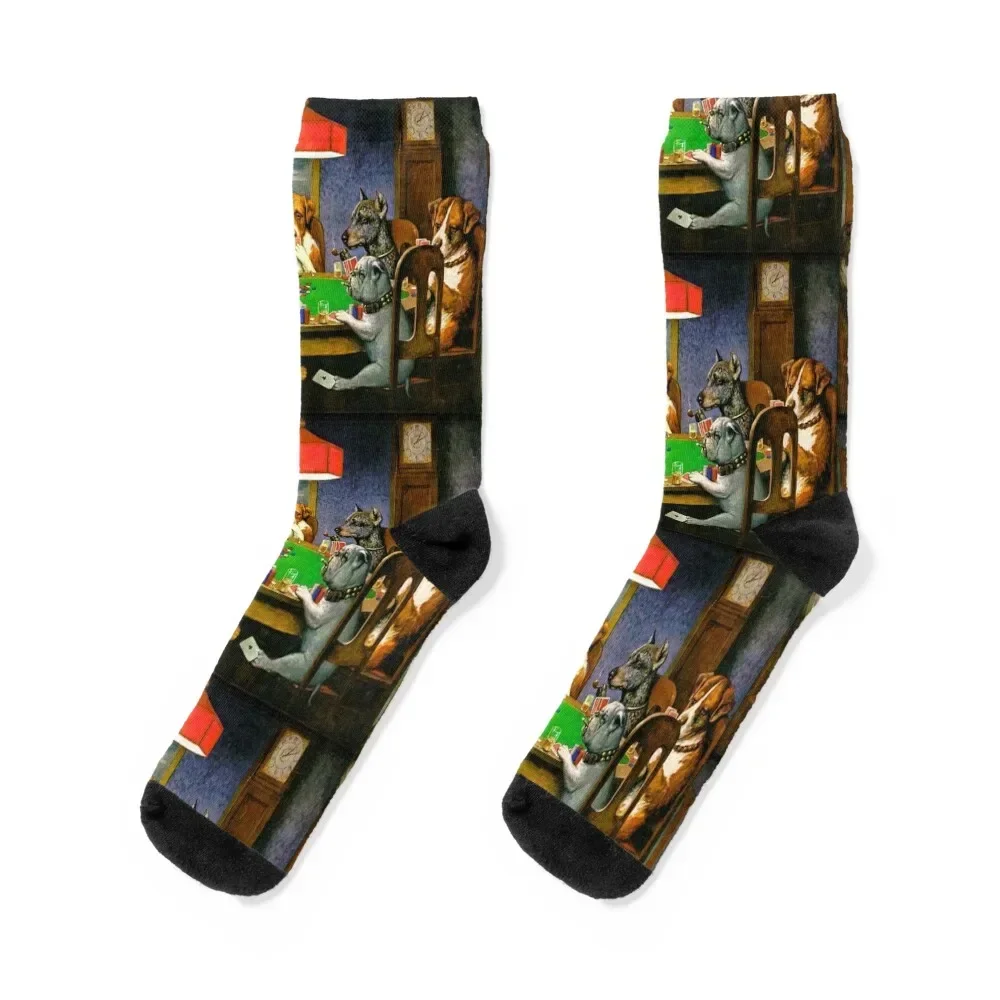 Dogs Playing Poker Socks winter thermal hiking sports and leisure Men's Socks Women's