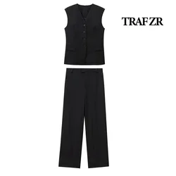 TRAF ZR Minimalist Sets Office Lady 2-piece Sets for Women Vacation Outfits Woman 2024 Elegant Casual Women's Pants Set