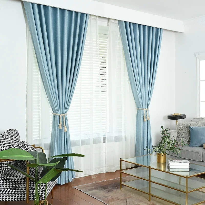 

(75) Customized New Cotton and Linen Thickened Curtains and High Blackout Blackout Fabric Curtains