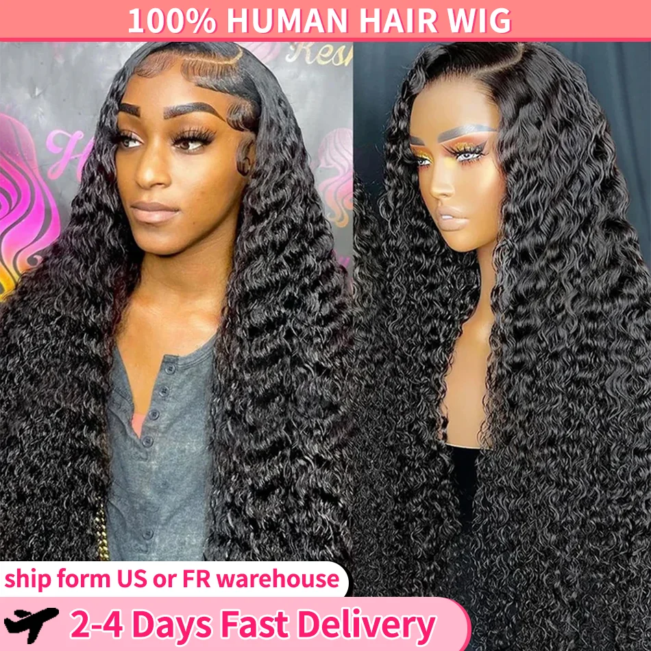 Wear Easy Go Wig Human Hair Ready To Wear Pre plucked Deep Wave Human Hair Wig 5x5 Lace Closure Pre Cut 200% Water Wave Lace Wig