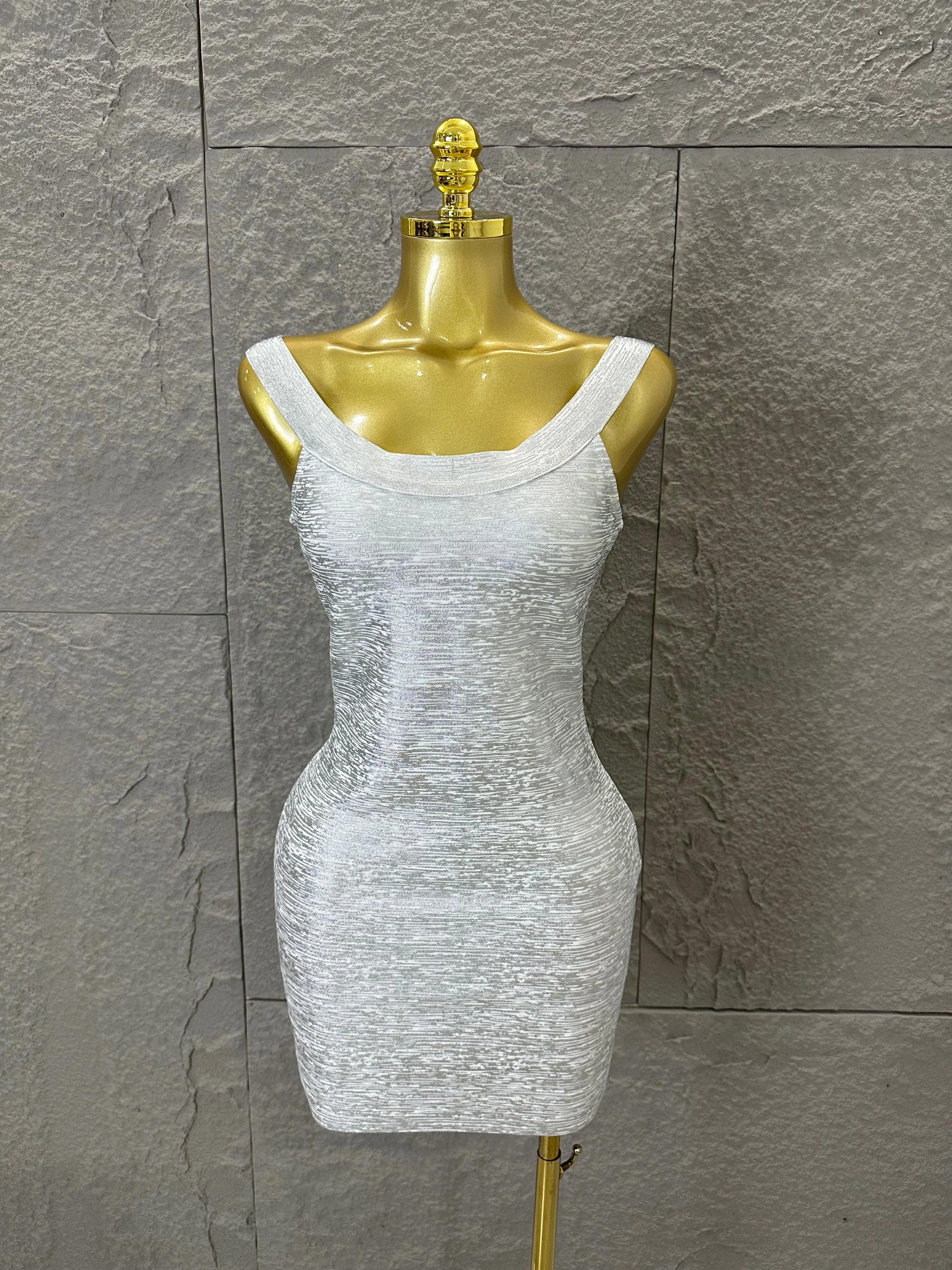 Elegant Metallic Bandage Mini Dress