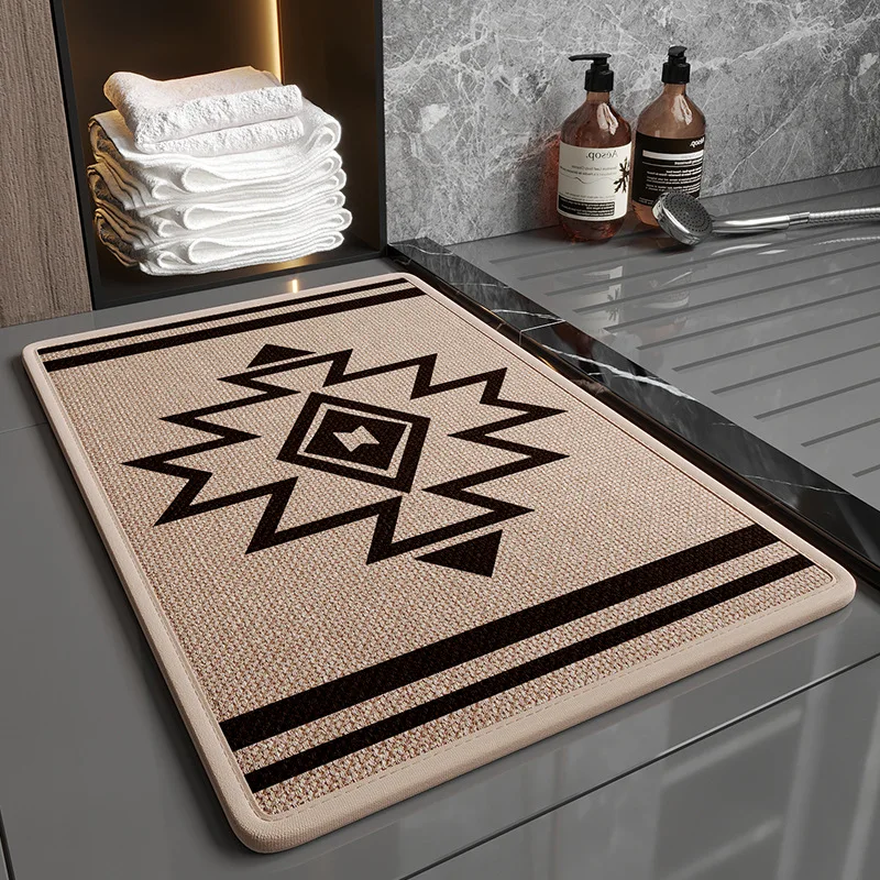 

Bathroom Mat Bathtub Rugs Non-Slip Thick Memory Absorbent Linen Jute MatSoft Home Shaggy Floor Carpet for Living Rooms Hallways