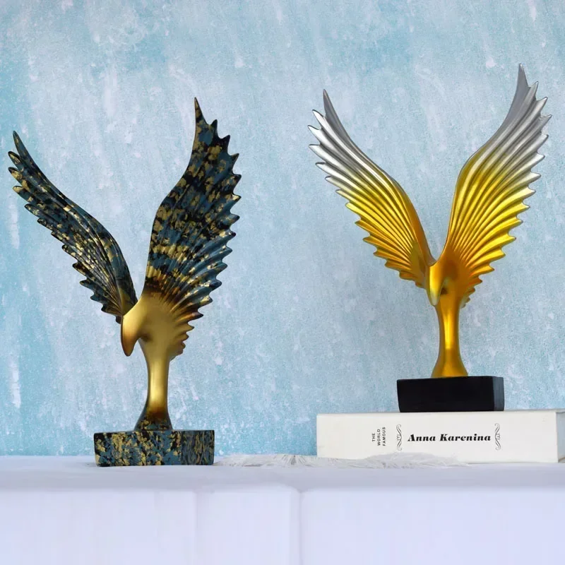 

European abstract creative eagle resin statue Figurine office room decor eagle sculpture ornaments modern home decoration gifts