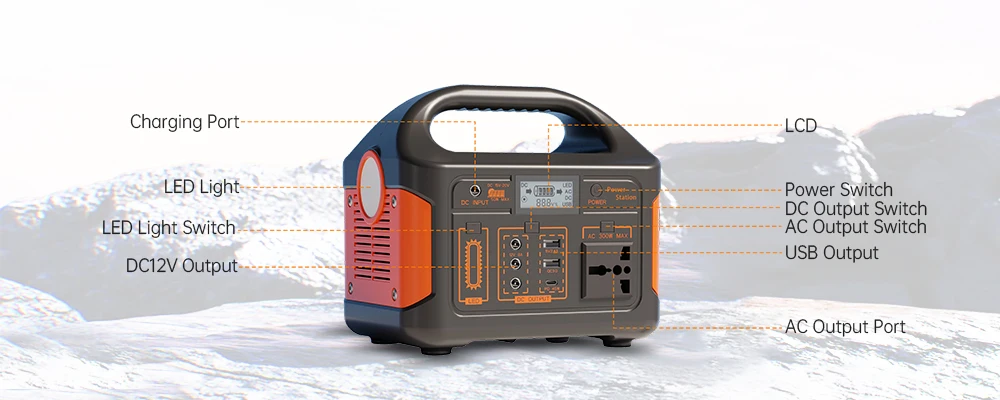 Gaiaray 500 W tragbares Kraftwerk 460 Wh LiFePO4 Solargenerator 220 V Ladestation USV-Kraftwerk für Camping-Notfälle – Detail 12