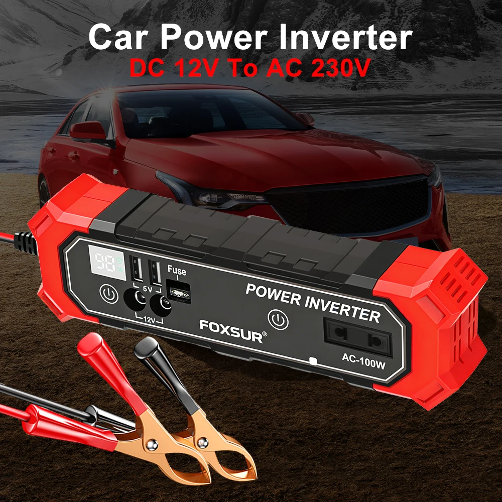 

Автомобильный инвертор напряжения DC 12V в AC 230V с USB-портом и клеммами для аккумулятора, инвертор для прикуривателя