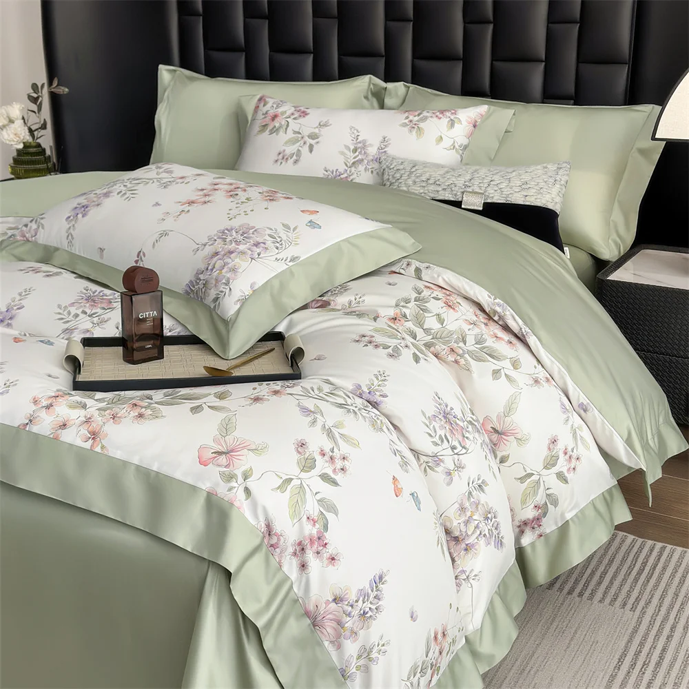 

100% Egyptian Cotton Bedding Set Duvet Cover Bed Sheet Set Pillowcase Bed Linen Nordic Simple Style Luxury Full Queen King Size