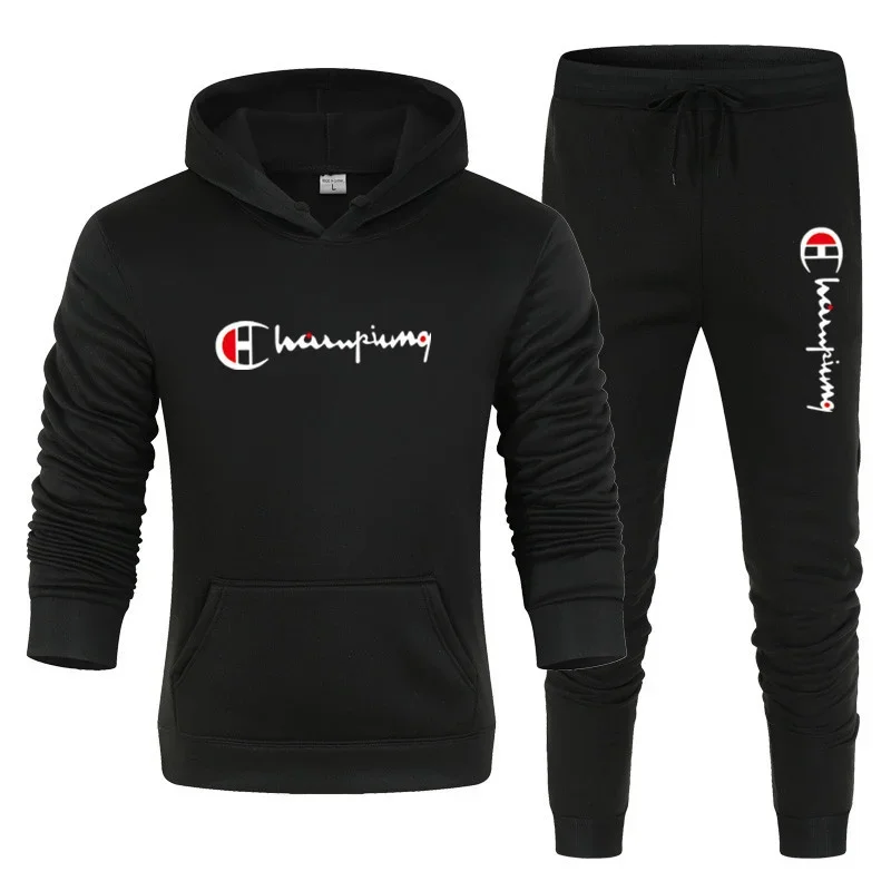 

Men's sports outfit with hooded sweatshirt + sports pants set Casual sports pants outfit Sports wear Men's streetwear set
