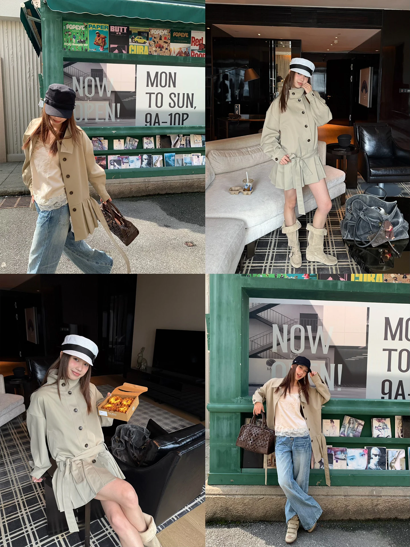 

IceFront Korean Sle Stand Collar Windbreaker Coat Women's Autumn New High nce Sensation Two-Way Pleated Dr