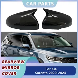2PCS Car Rearview Side Mirror Cover Wing Cap For Kia Sorento 2021-2024 Exterior Door Rear View Caps Case Trim Tools Accessories