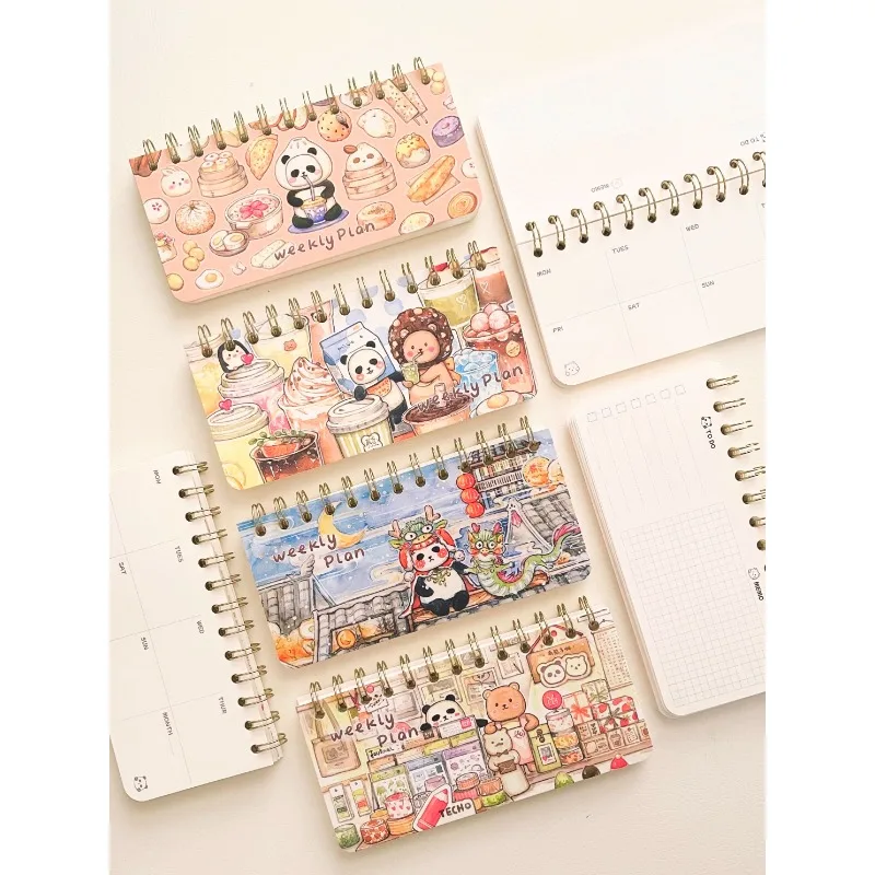 Bear Weekly Plan Student Stationery Ledger Function Coil Notebook and Paper Tape Children's Stickers