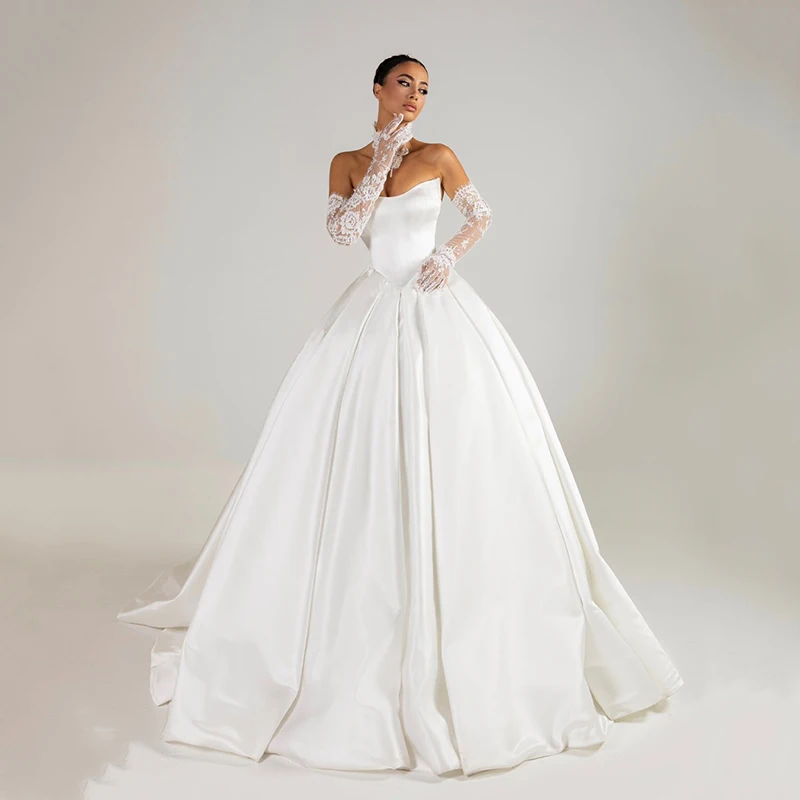 

Eightree Princess A-Line Wedding Dresses Sweetheart Sleeveless Bridal Dress Without Gloves Wedding Ball Prom Gowns Customized