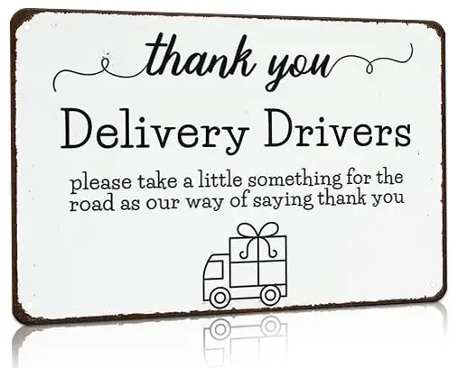 Bestylez Thank You Delivery Driver Vintage Metal Sign for Home Front Door Shop Office Decor 8 X 12 Inch (3026)