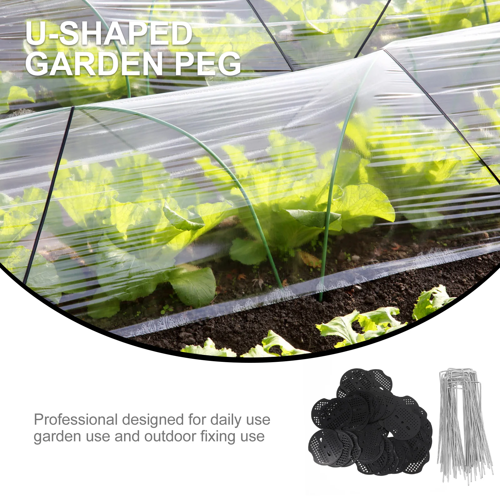 

40Pcs Garden Pegs with Gaskets Heavy Duty U-Shaped Stakes Anchoring Lawn Tent Canopy Tarps Landscape Garden Use