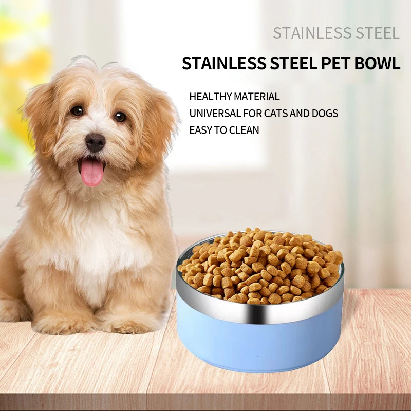 

Stainless steel pet bowl dog bowl thickened cylindrical food bowl double layer pet cat cat bowl pet feeding bowl
