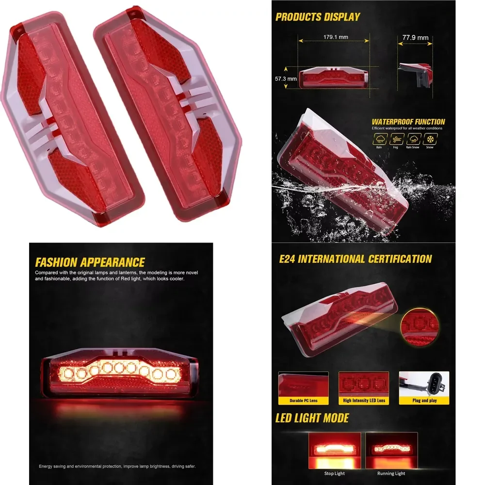 

i Motorcycle LED Tail Light Assembly Kit for 2013-2020 POLARIS RANGER 900 XP 1000 XP Rear Brake Light