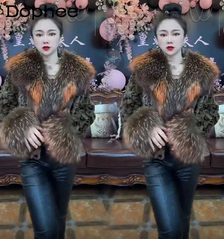 Dignified Goddess Sexy All-Matching Short Faux Furry Coat Women Winter Imitation Fox Fur Collar Slimming Imitation Fur Coats