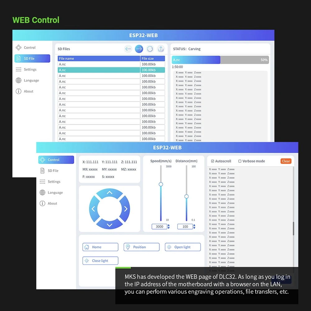 MKS DLC32 V2.0 Offline Control 32Bits ESP32 WIFI GRBL TFT Desktop Lasering Engraving Machine DIY Universal Motherboard