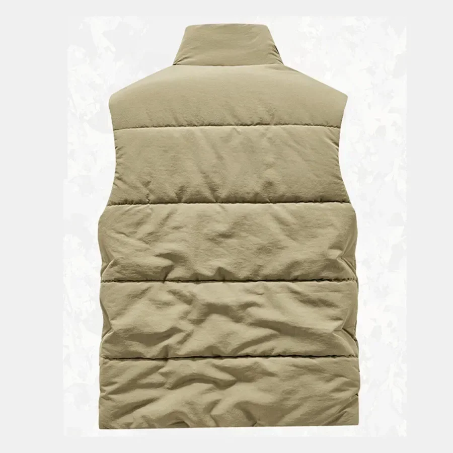 Winter Men's Cargo Vest Thick Fleece Warm Sleeveless Jacket Solid Color Tactical Vests Windproof Coat Men Work Waistcoat 6XL