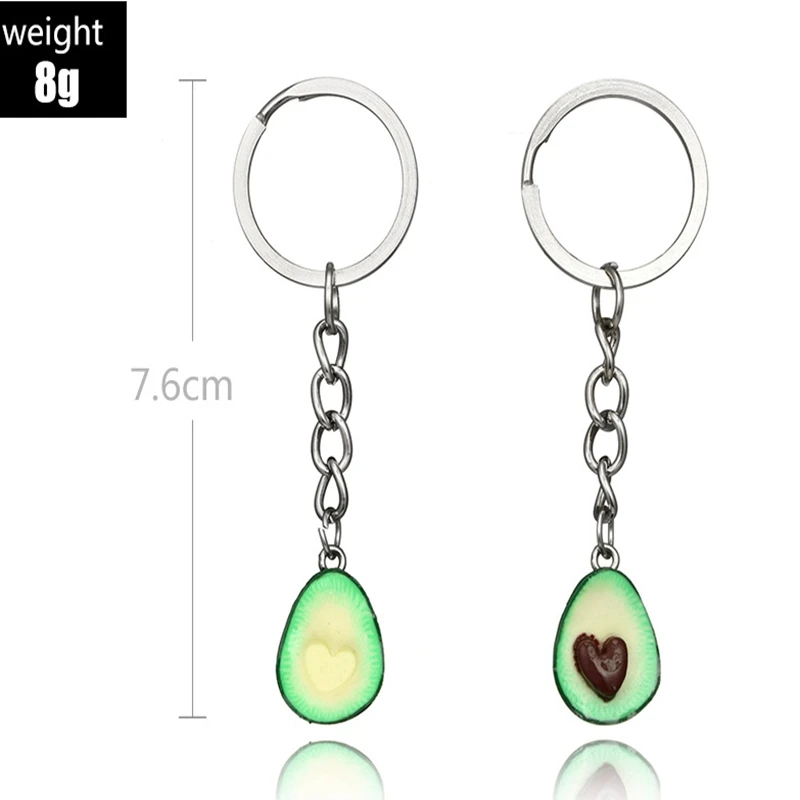 Grass Green  Simulation Fruit Avocado Heart-shaped Keychain Fashion Jewelry  Keyrings Best Friend s BFF