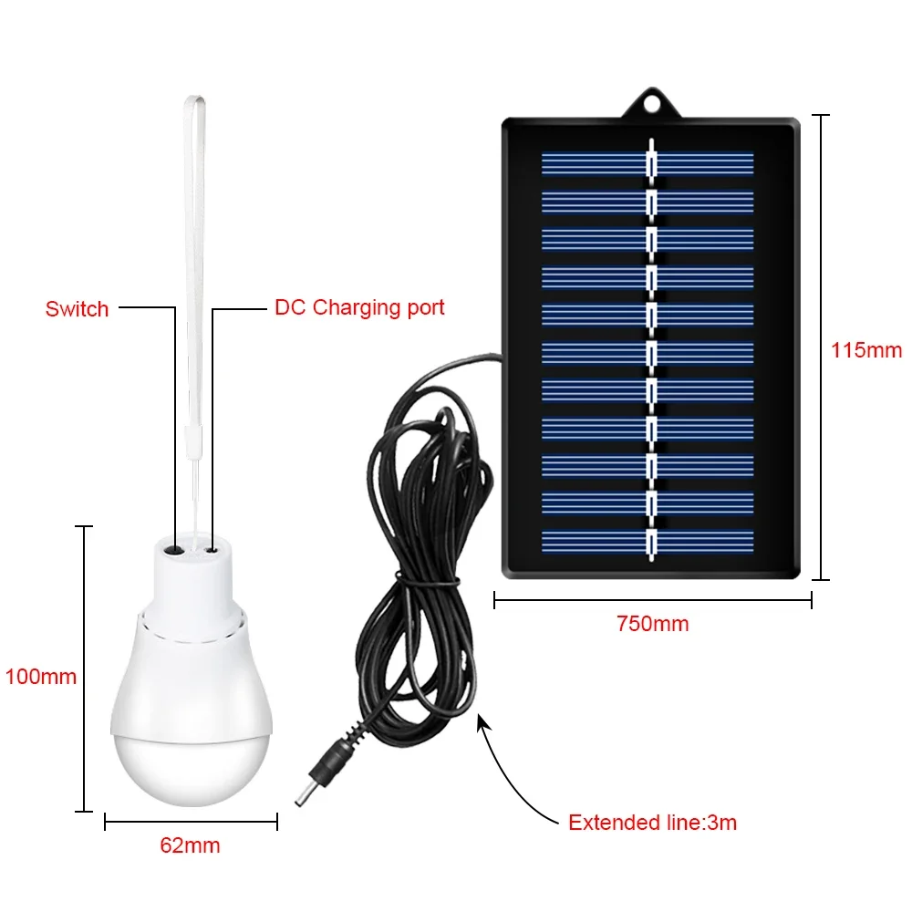 12LED Solar Camping Light Bulb Waterproof Protable Emergency Lamp for Tent Hiking Fishing BBQ