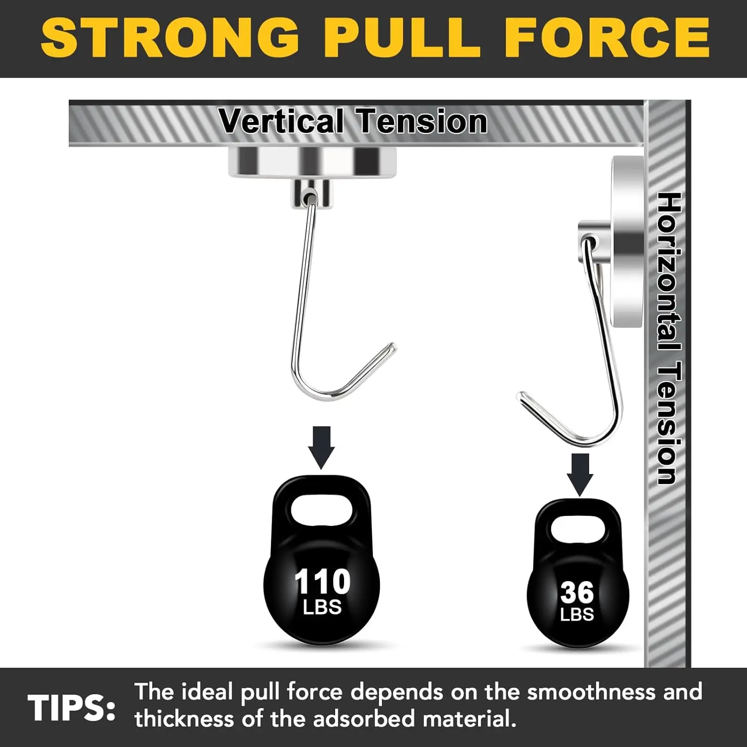 Magnetic Hooks Heavy Duty, 110lbs Strong Magnetic Hooks Neodymium Magnets With Carabiner, Magnet Hooks