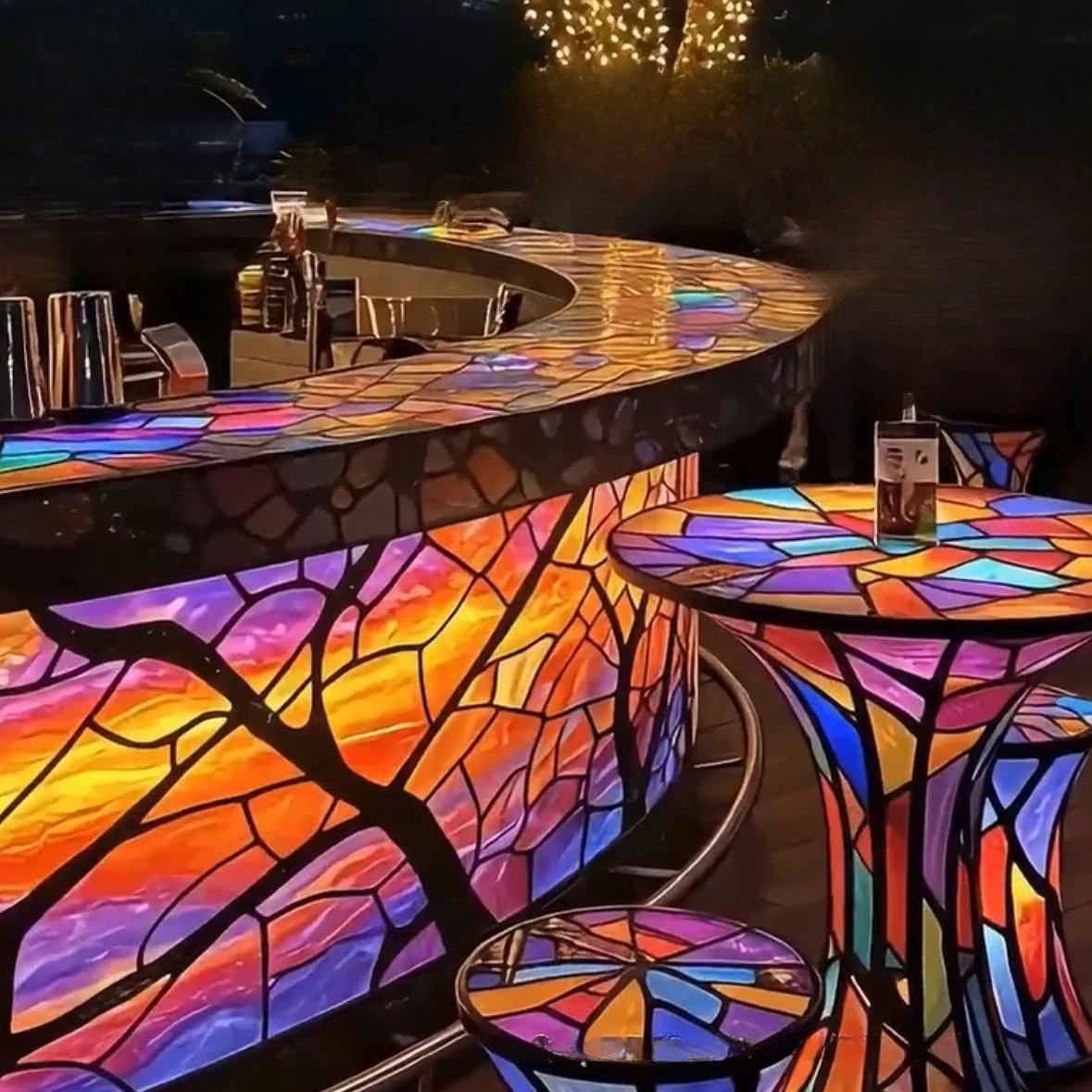 luminous bar tables and chairs, outdoor luminous waterproof and anti-drop table and chair combination, ambient furniture