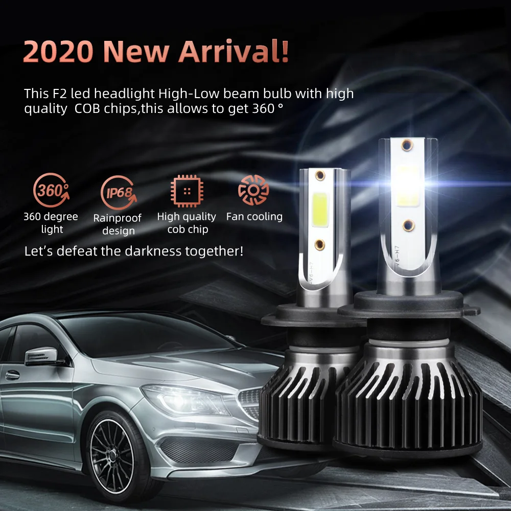 1PC 35W Motorcycle Auto LED Headlight H1 H4 H7 H11 Lamp Fog Light Turbo Fan Bulb Front Headlamp Moto Bike Scooter Spotlamp 6000K
