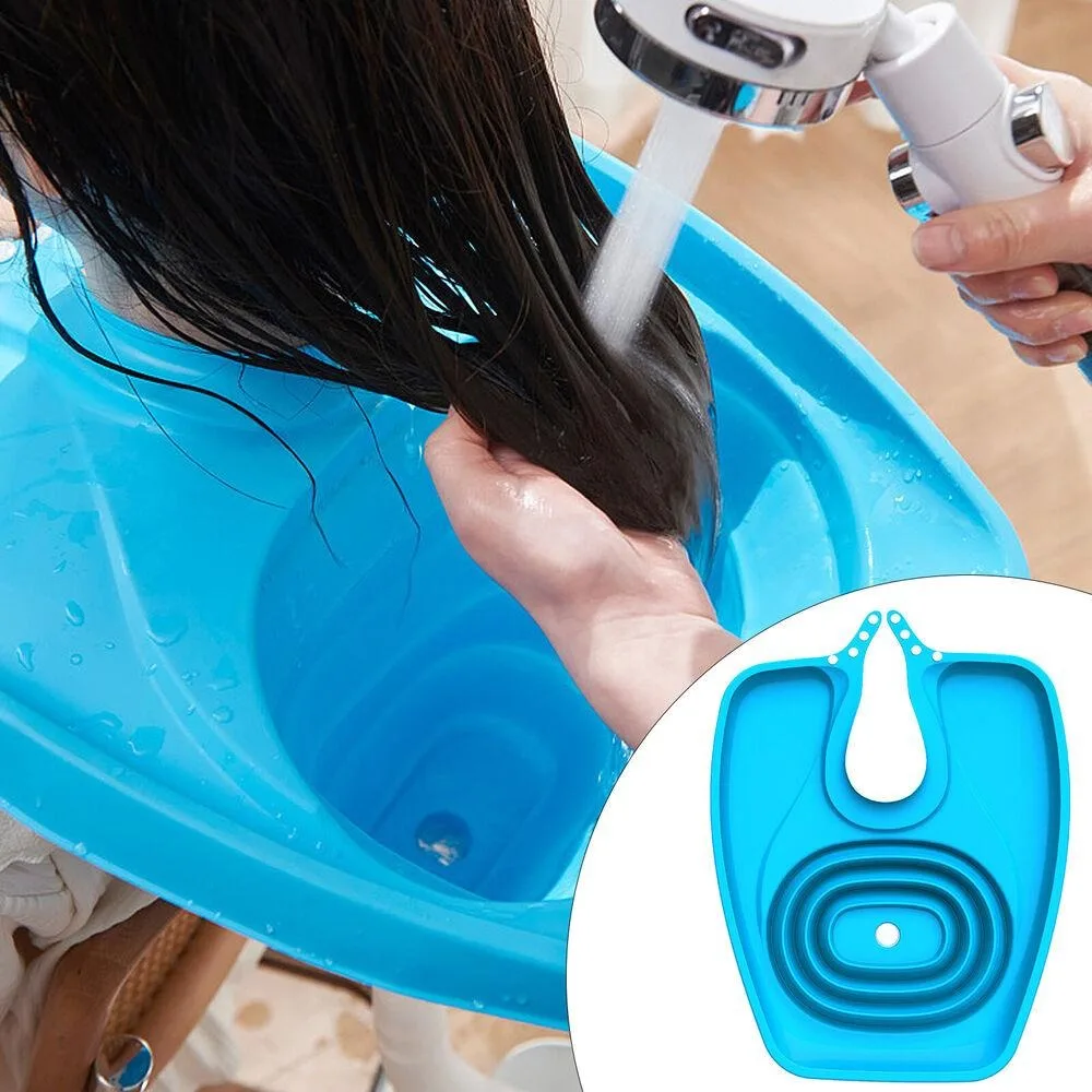 Portable Hair Washing Basin No Lying Down No Bending Folding Shampoo Basin Adjustable Neck Strap Foldable Backwash Tray