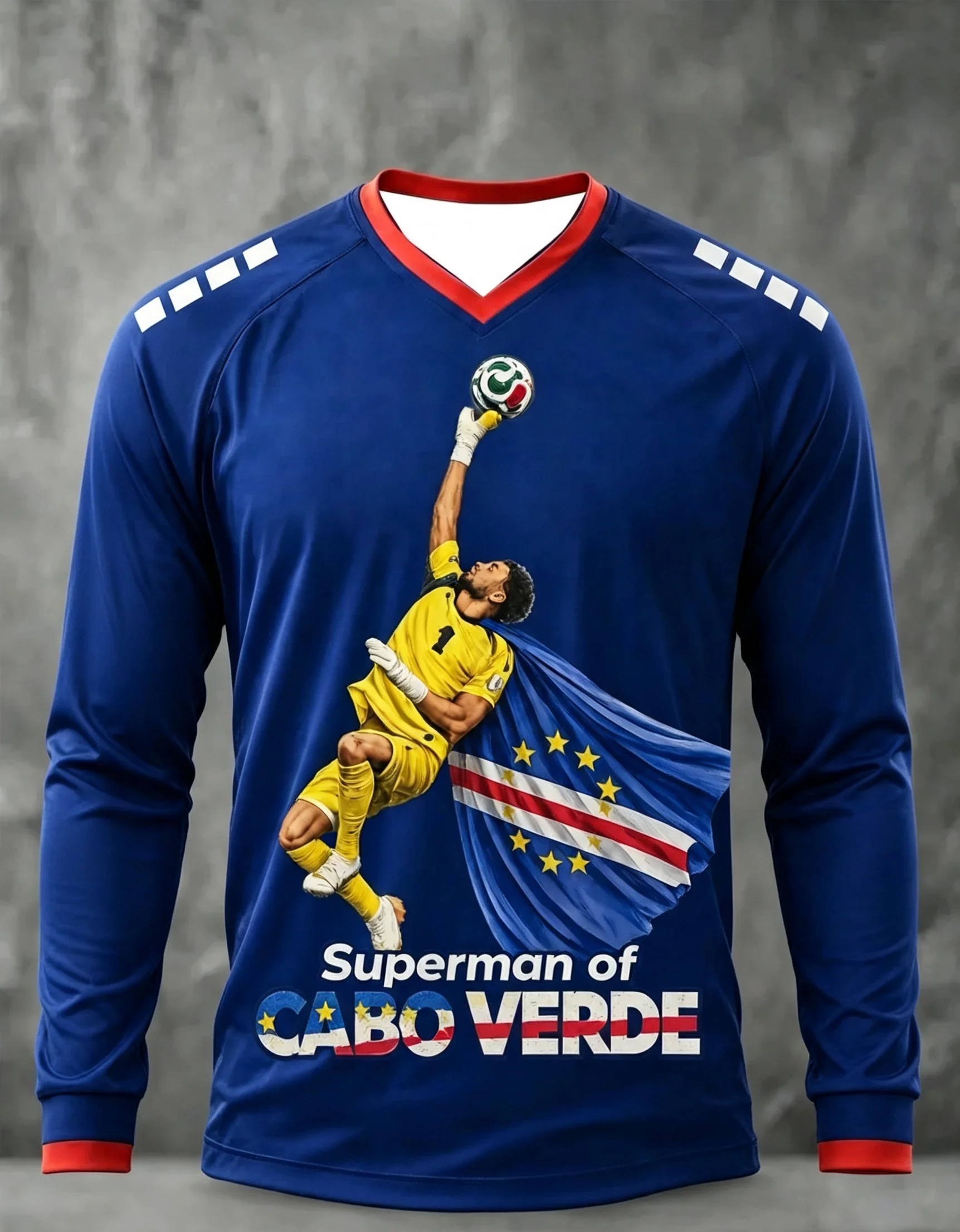 Y2K Retro Cabo Verde Soccer Graphic Long‑Sleeve Tee National Flag Streetwear Family Matching Tops