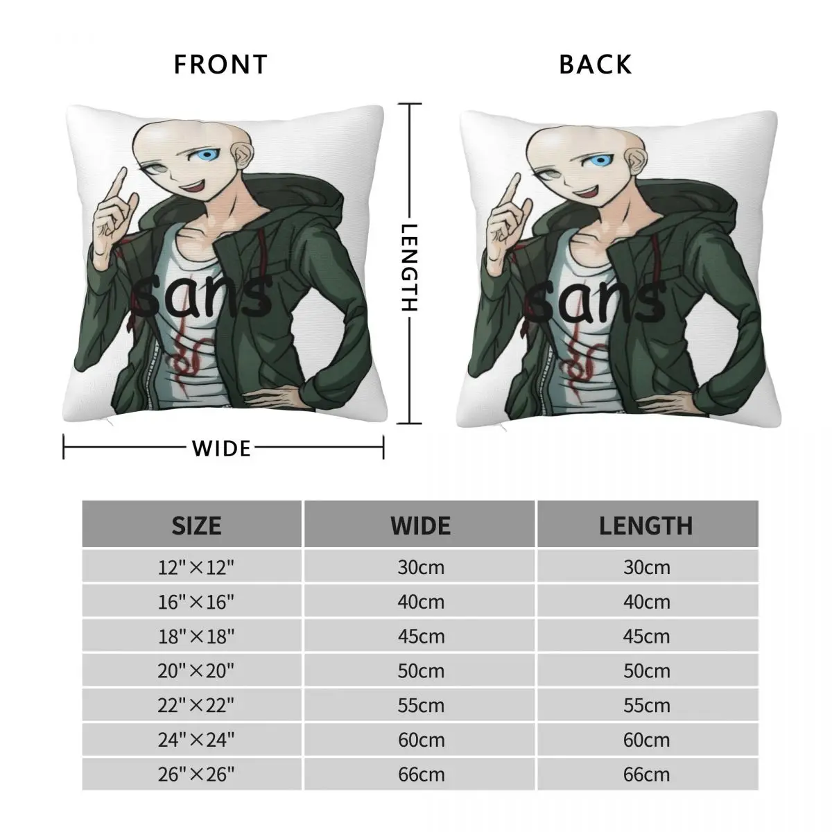 Danganronpa Undertale Komaeda Sans Square Pillowcase Polyester Linen Velvet Pattern Zip Decorative Throw Pillow Case Sofa Cover