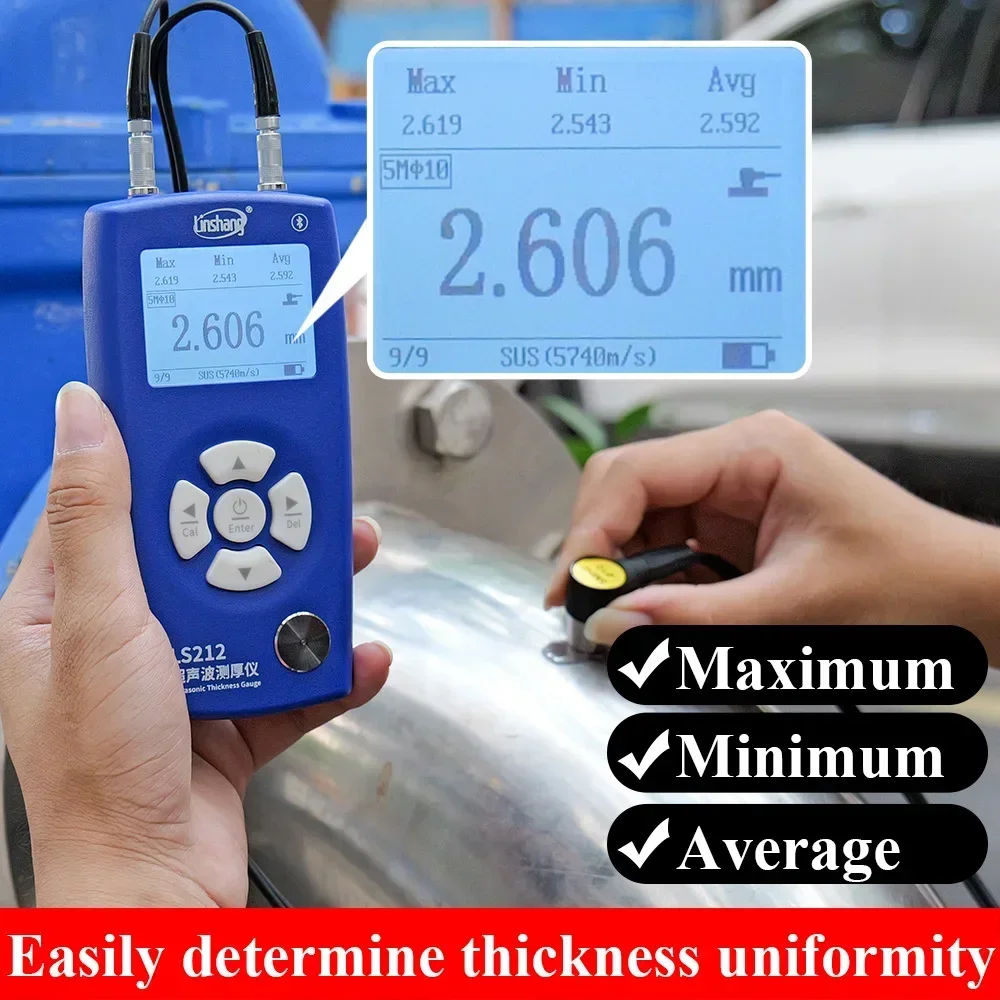 

2025newLS212 350mm 0.001resolution Ultrasonic Thickness Gauge Through Coating Digital High Precision Ultrasonic Thickness Gauge