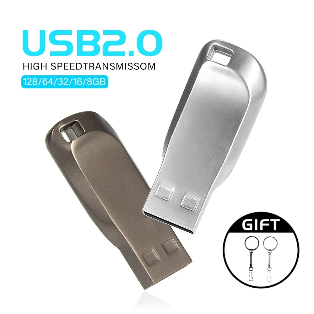 

JASTER Mini Metal USB Flash Drive 128GB Business Gift Memory Stick 64GB Free Key Chain Pen Drive 32GB Real Capacity U Disk 16GB