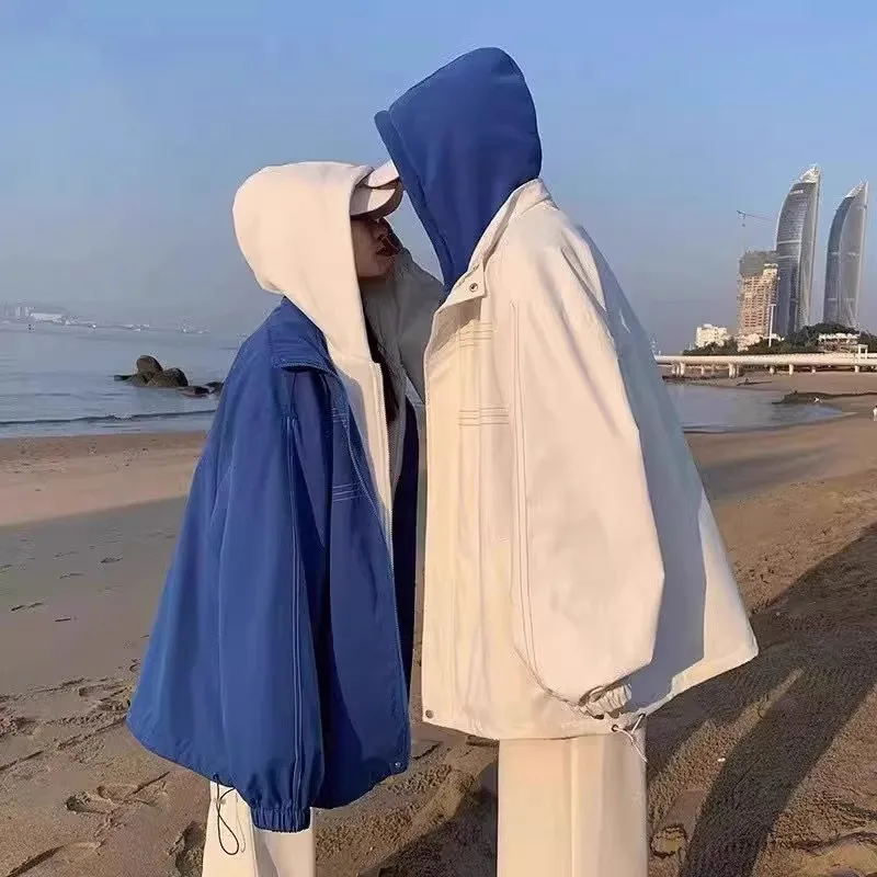 ルーズフィット メンズ Jaet 300 Pou 韓国風 スリーピース風 フード付き 多機能コート カジュアル 秋服 若者向け