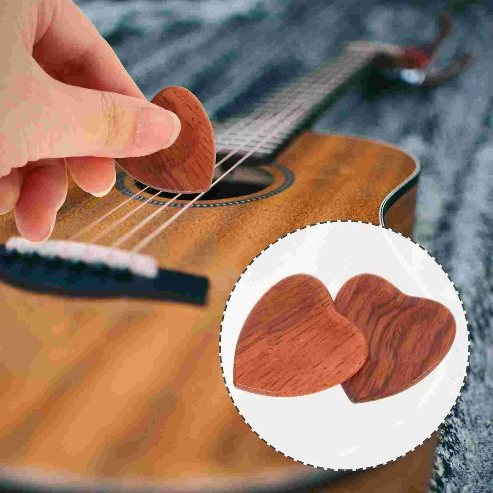 2 Pcs Acoustic Heart Shaped Guitar Picks Stringed Instrument Parts Electric Playing