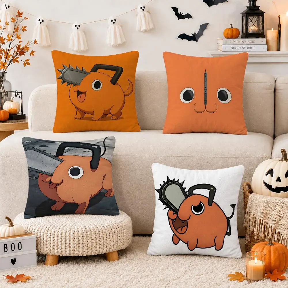 Chainsaw Man Pochita Anime Cushion Cover Soft Short Plush Double-Sided Print Throw Pillow Case Home Decor Gift