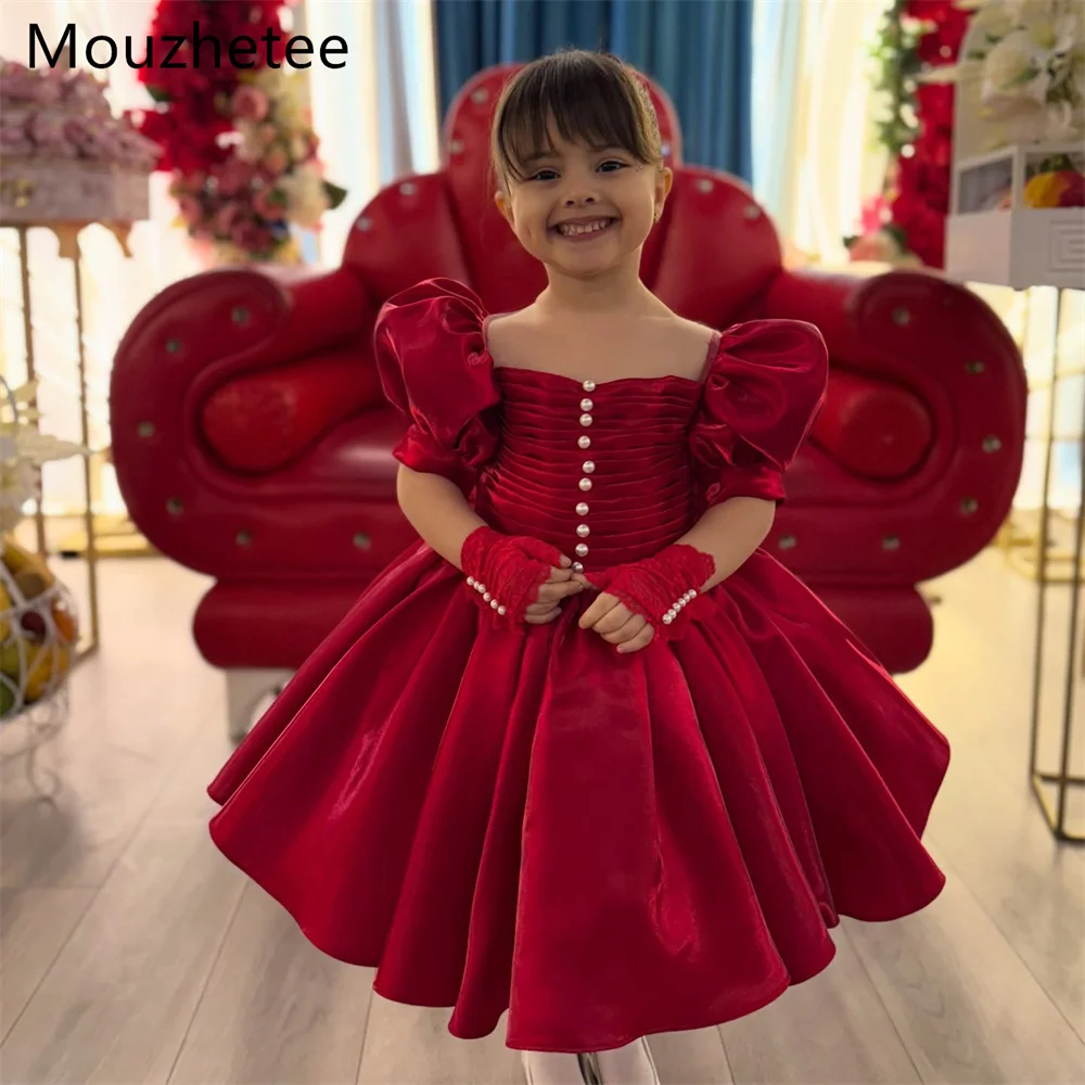 

Booma A-Line Pleat Satin Simple Flower Girl Dresses Girls Wedding Party Dresses Princess Gowns Customized 2025