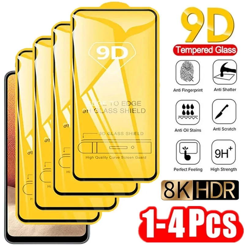 

1-4Pcs 9D Screen Protector for Samsung A52 A53 A13 A32 A12 A50 A51 A52S A72 A22 A71 A21S A70 A73 A54 S10E S20FE Tempered Glass