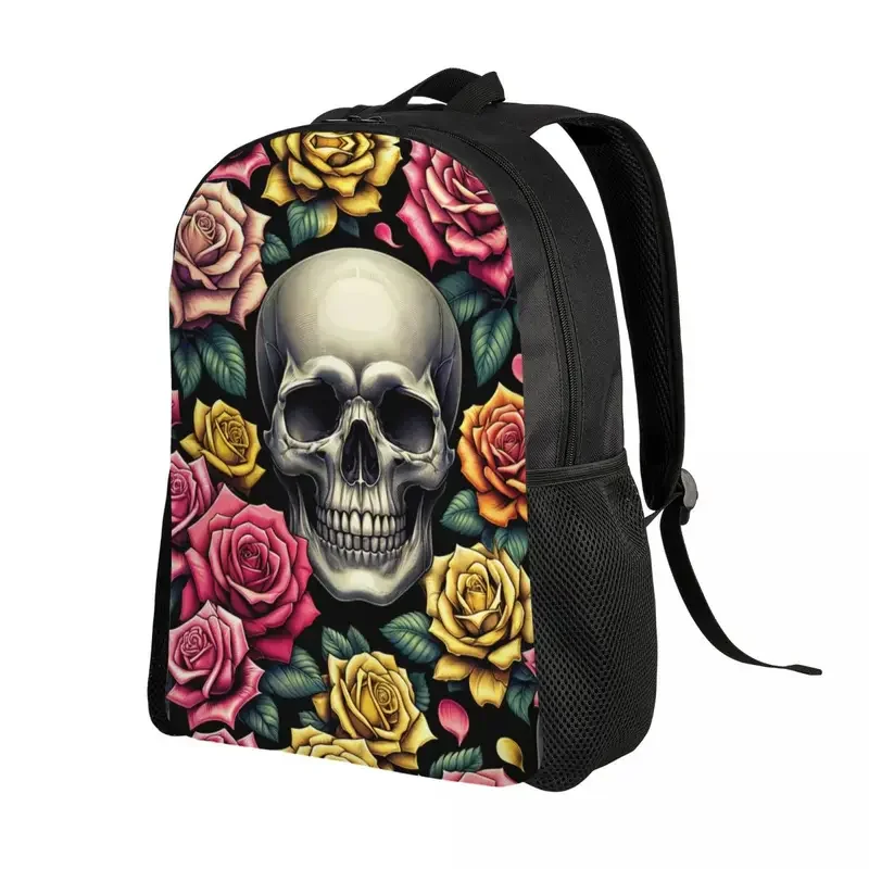 Gepersonaliseerde Skull Rose Rugzakken Mannen Vrouwen Basis Boekentas Voor School College Tassen