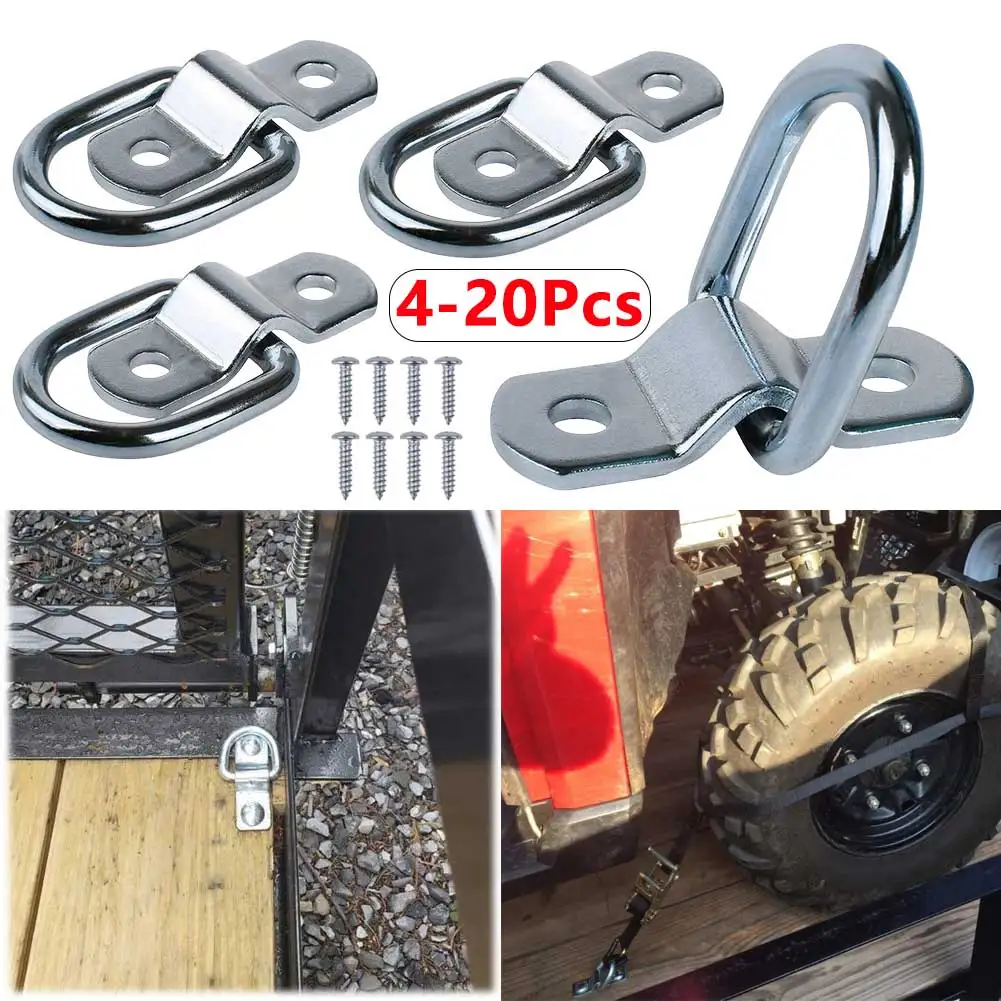 4-20Pcs 3/8 Trailer Anchor Rings 2400LBS Heavy Duty Anchor Lashing Ring Tie Down Surface Mount D-Ring for Trailer Lorry Truck