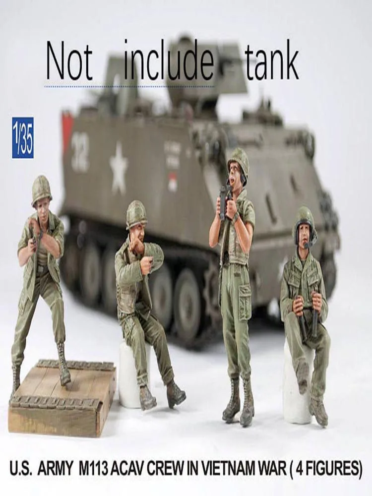 Unpainted Kit 1/35 US Army soldiers Crew in Vietnam War   figure Historical  Resin Figure miniature garage kit