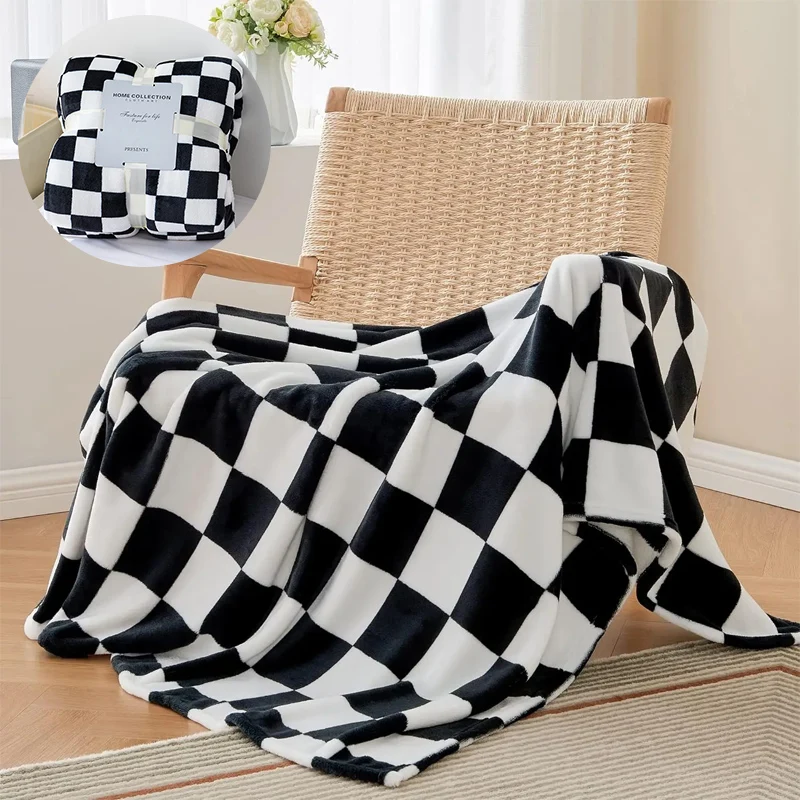 Flannel for Bedroom Soft Blankets Checkered Flannel Throw Blanket Soft Checkerboard Grid Pattern Fleece Blanket Couch Bed Sofa