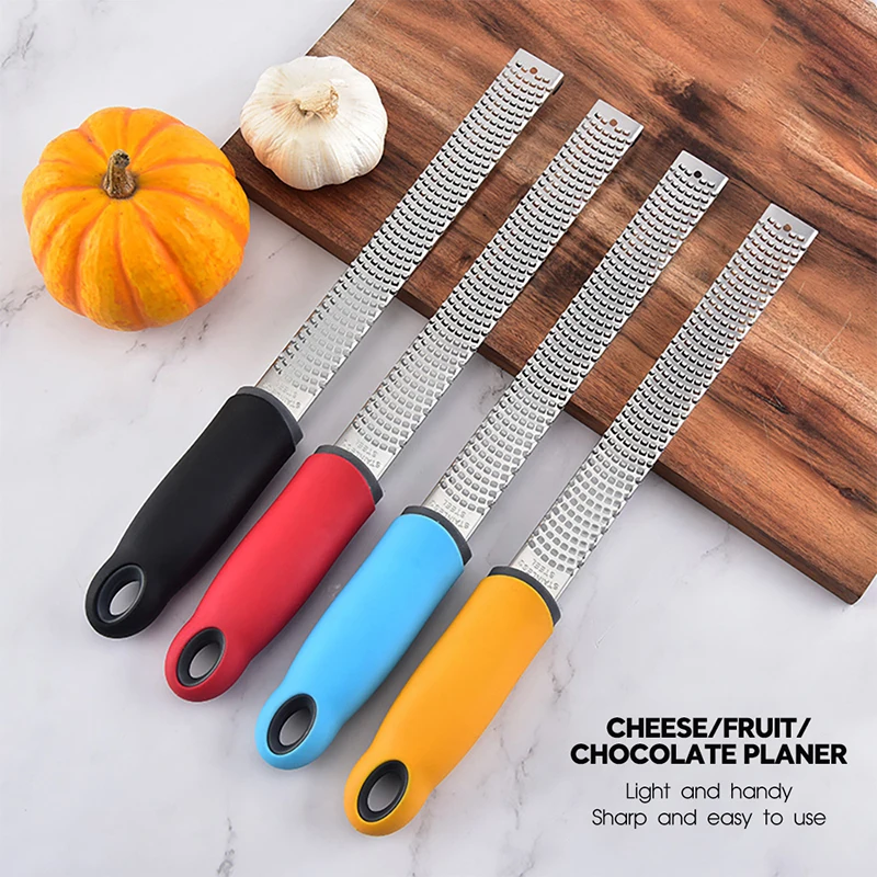 Stainless Steel Cheese Grater Citrus Lemon Zester Peeler Cheese Lemon Fruit Chocolate Grater With Non-Slip Handle Kitchen Gadget