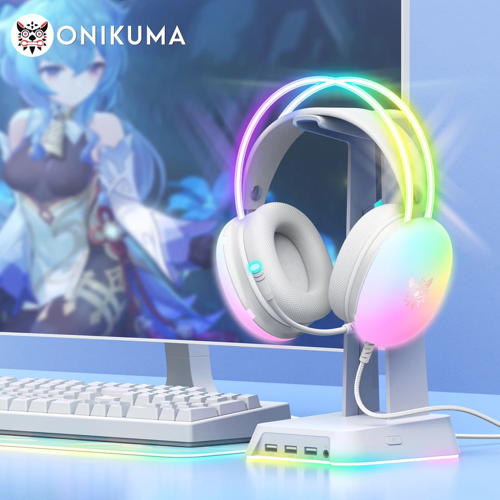 ONIKUMA X25 Gaming Headset New FULL Dynamic RGB Light Wired Headphones With Mic Noise Cancellation For PC PS5 XBOX