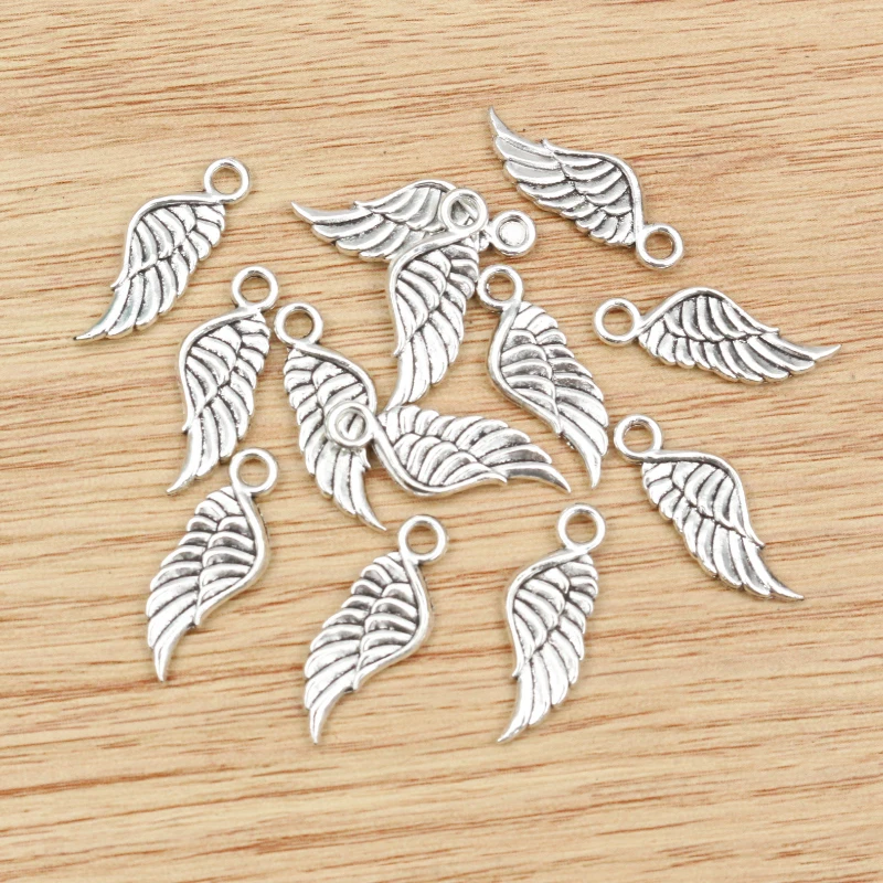 20pcs 21x8mm Charms angel wings Tibetan Silver Plated 5 Colors Pendants Antique Jewelry Making DIY Handmade Craft