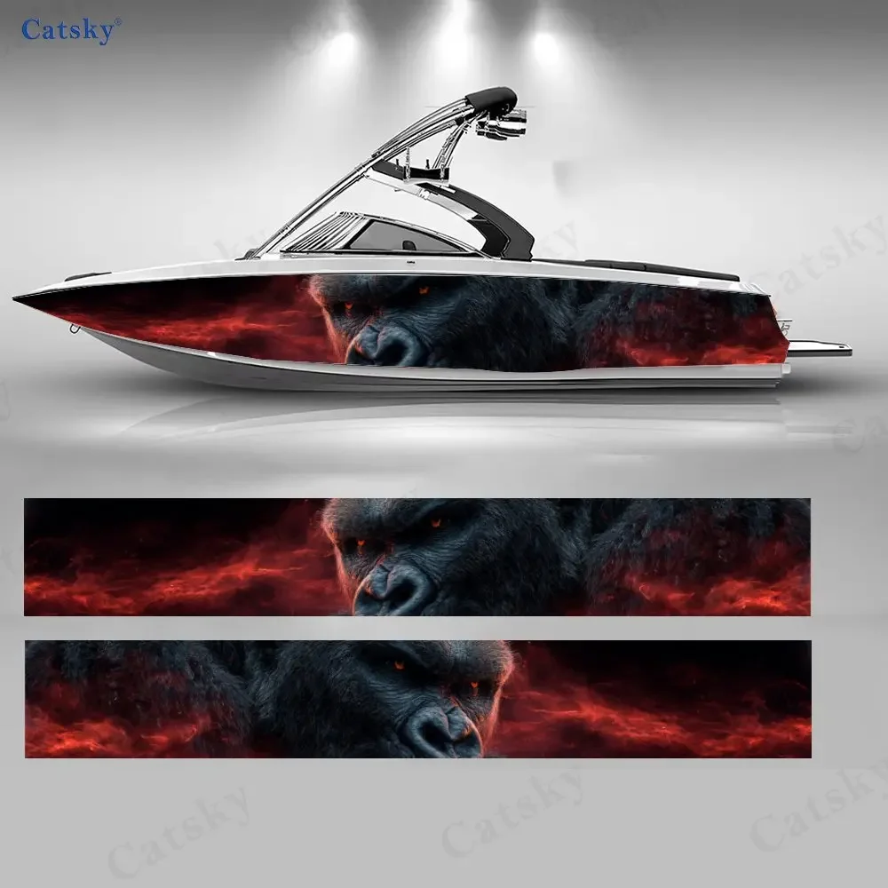 2 pegatinas de PVC impermeables con diseño de reyes gorila de la llama escarlata para barcos de pesca, diseño duradero y elegante
