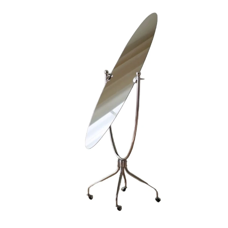 Stainless steel moving mirror medieval ins wind floor full-length mirror clothing store trend Internet celebrity fitting mirror